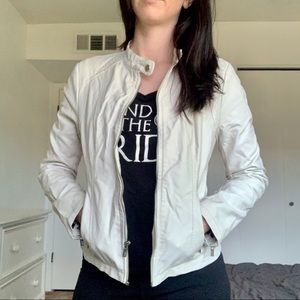 Black Rivet Size Small Faux White Leather Jacket